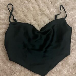 Elegant Emerald Green Satin Camisole Top